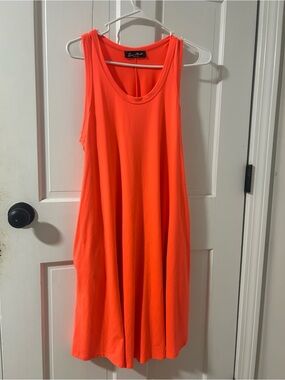 Bright Neon Orange Sleeveless Swing Dress